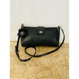 Coach Penelope Small Leather Demi bag 9818 BLack Turn Lock Baguette / crossbody